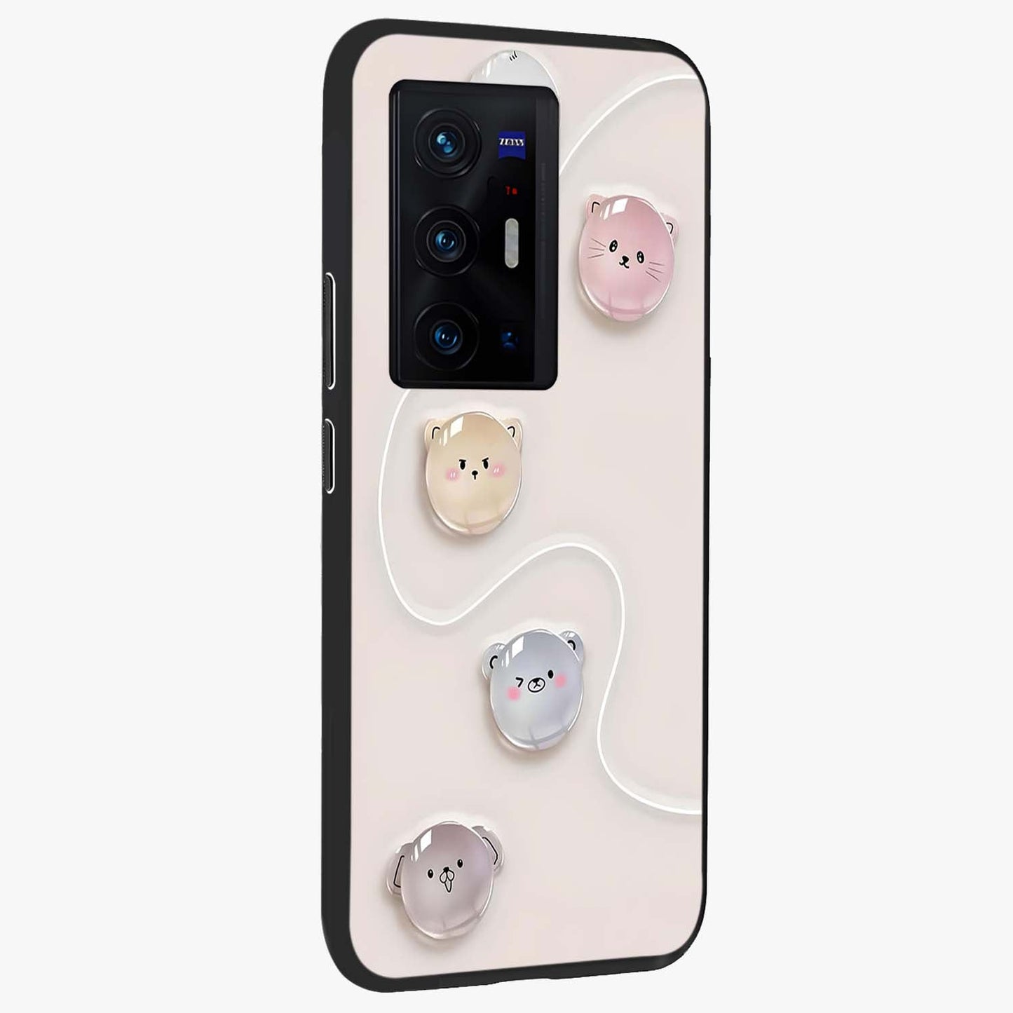 Puffy Face Parade Glass Case upright view showcasing adorable character artwork with cheerful animated theme.