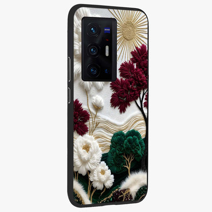Radiant Bloom Elegance Glass Case upright view showcasing decorative flower artwork with refined botanical theme.