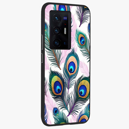 Royal Peacock Feathers Glass Case upright view showcasing elegant peacock feather artwork with decorative royal theme.