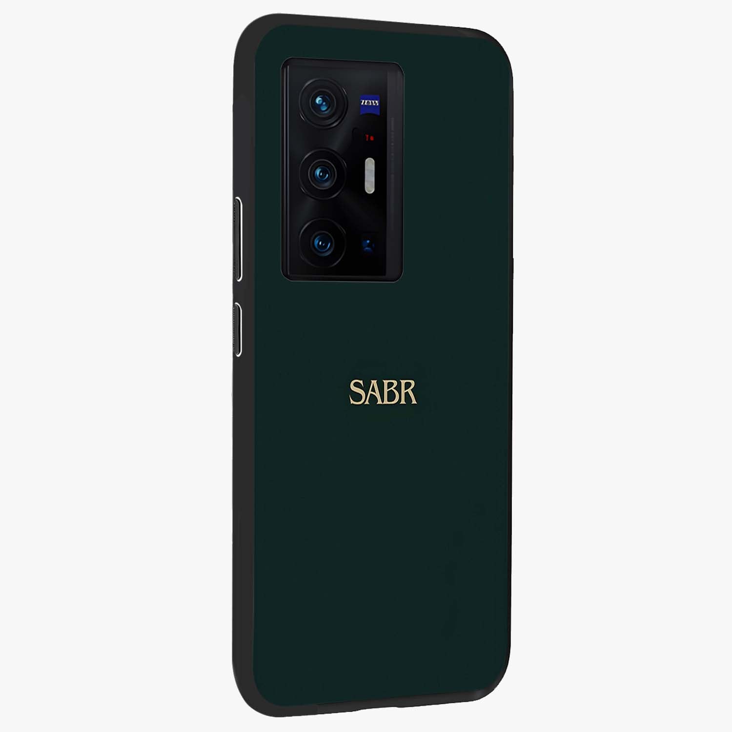 Sabr Minimal Patience Glass Case upright view showcasing calm minimalist artwork with motivational patience theme.