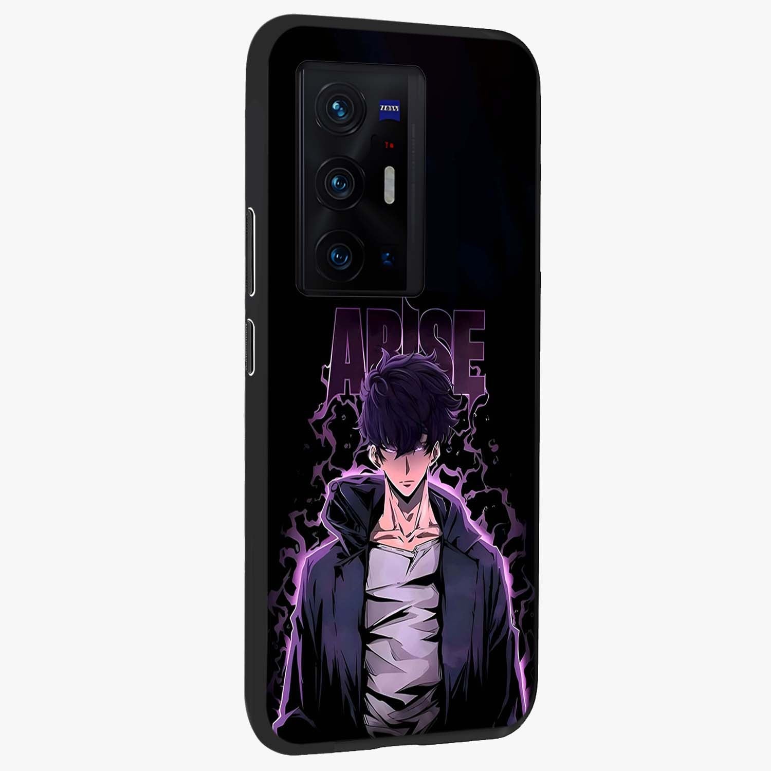 Shadow Monarch Awakening Glass Case upright view showcasing bold monarch artwork with mystical awakening theme.