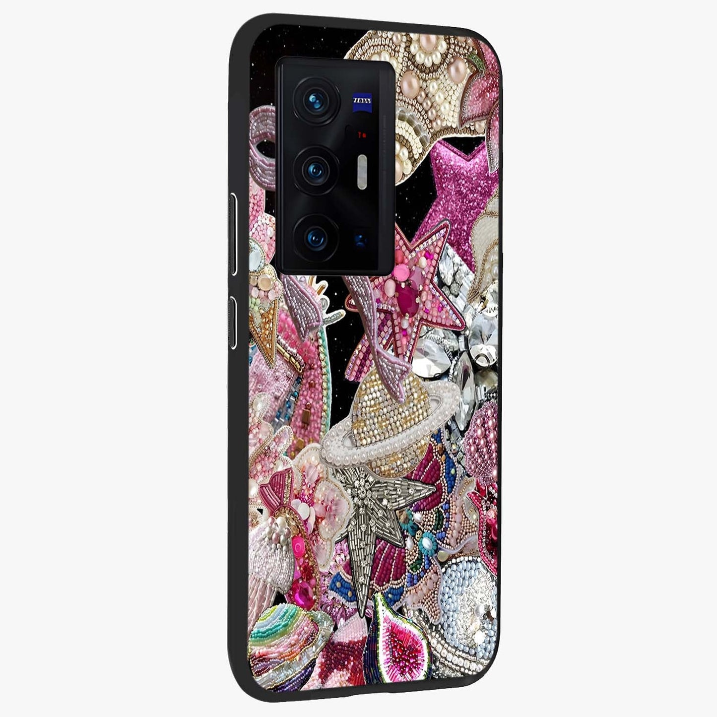 Starlit Jewel Dream Glass Case upright view showcasing radiant star inspired artwork with magical night theme.
