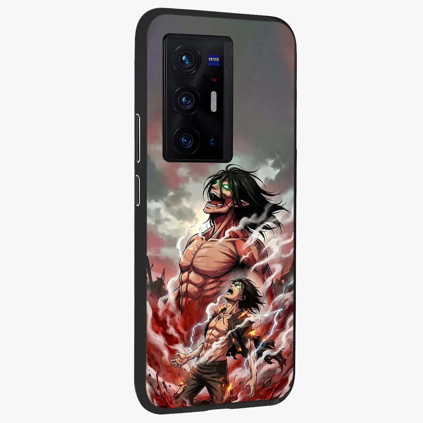 Titan Awakening Fury Glass Case upright view showcasing intense titan artwork with epic fantasy theme.