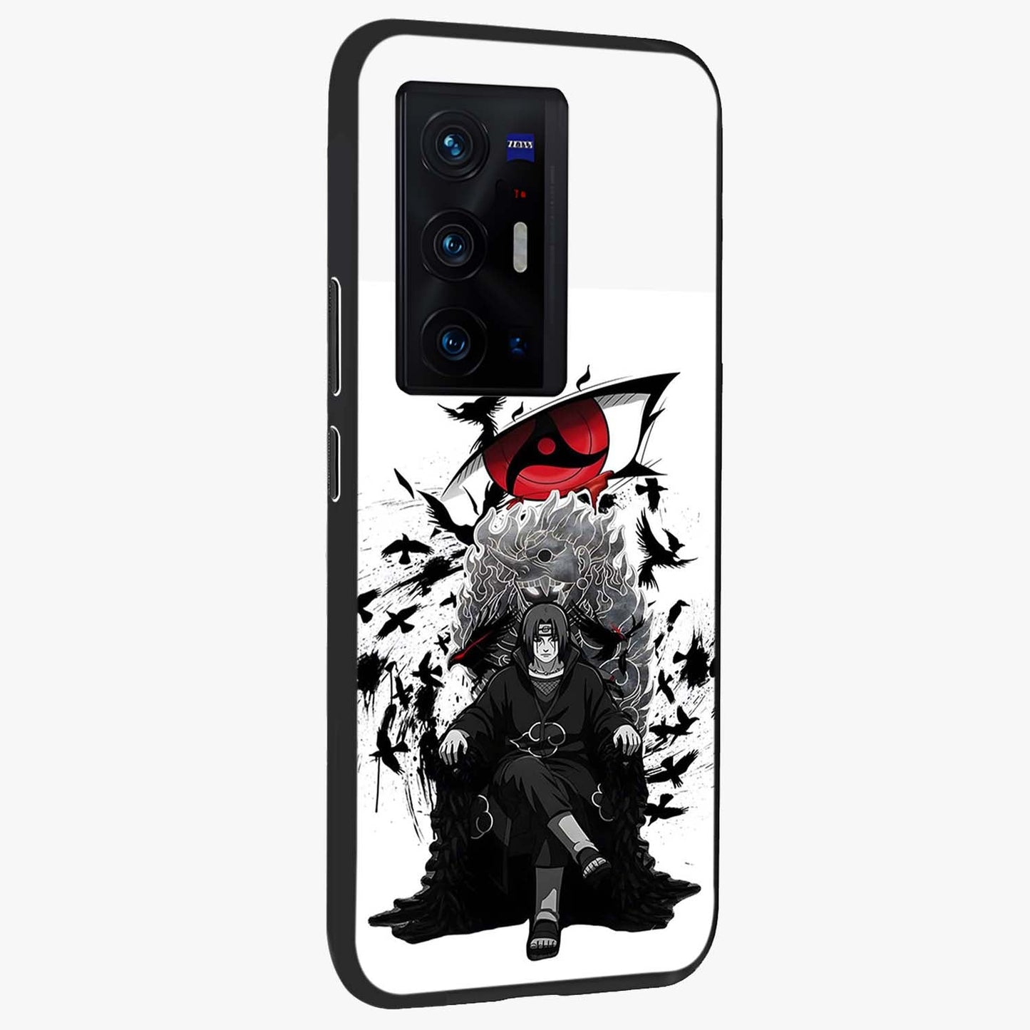 Uchiha Shadow Throne Glass Case upright view showcasing magical underwater galaxy artwork with vibrant cosmic theme.