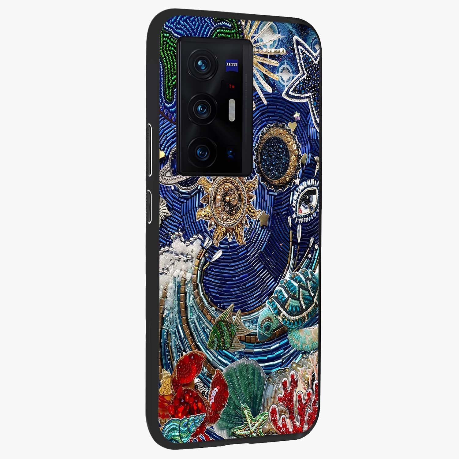 Universe Underwater Spark Glass Case upright view showcasing magical underwater galaxy artwork with vibrant cosmic theme.