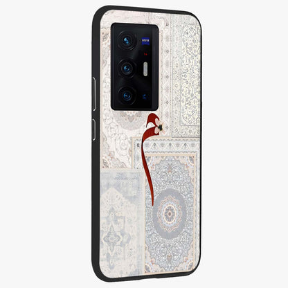 White Aesthetic Bow Glass Case upright view showcasing delicate ribbon bow artwork with cute minimalist theme.