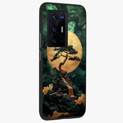 Zen Moon Rise Glass Case upright view showcasing serene moon artwork with tranquil night theme.
