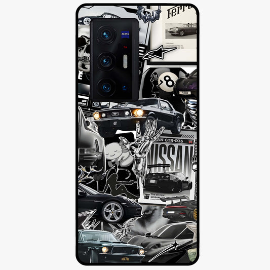 Aesthetic Dark Love Glass Case showing flat back view with dark romantic artwork and glossy glass finish.