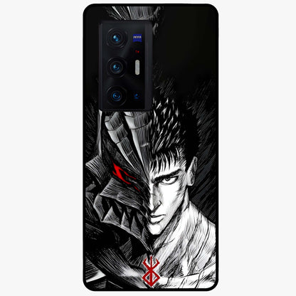 Berserker Blood Oath Glass Case showing flat back view with fierce warrior inspired artwork and glossy glass finish.