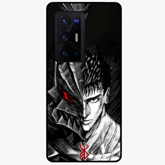 Berserker Blood Oath Glass Case showing flat back view with fierce warrior inspired artwork and glossy glass finish.