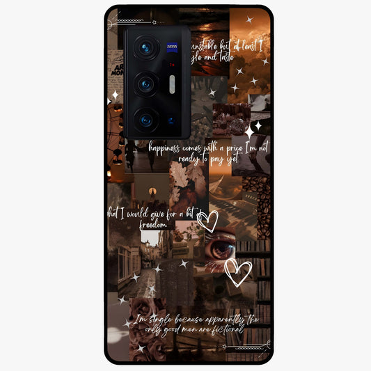 Bittersweet Aesthetic Chaos Glass Case showing flat back view with artistic chaotic aesthetic design and glossy glass finish.