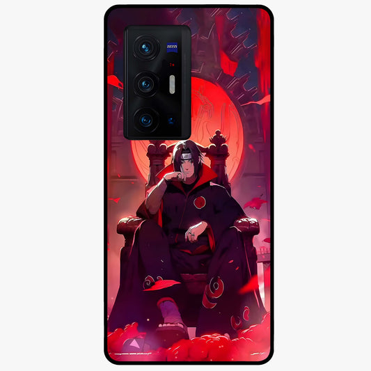Blood Moon Sovereign Glass Case showing flat back view with mystical blood moon artwork and glossy glass finish.