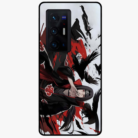 Crimson Crow Illusion Glass Case showing flat back view with artistic crow illusion artwork and glossy glass finish.
