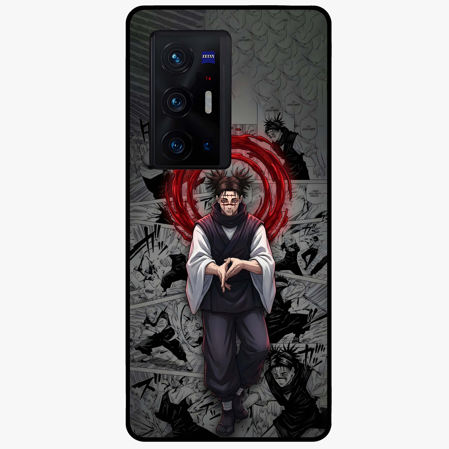 Cursed Ritual Ascension Glass Case showing flat back view with dark ritual themed artwork and glossy glass finish.