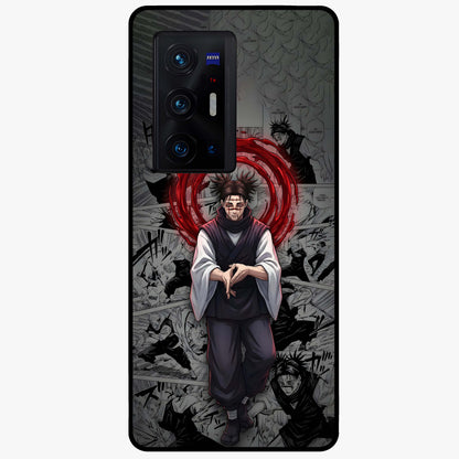 Cursed Ritual Ascension Glass Case showing flat back view with dark ritual themed artwork and glossy glass finish.