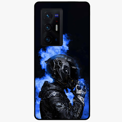 Cyber Sentinel Protocol Glass Case showing flat back view with futuristic cyber themed artwork and glossy glass finish.