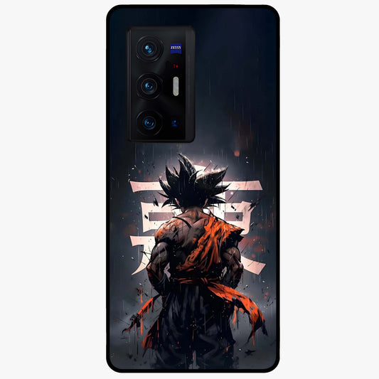 Dark Warrior In Rain Glass Case showing flat back view with warrior artwork in rainy atmosphere and glossy glass finish.