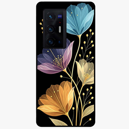 Delicate Multicolor Flowers Glass Case showing flat back view with vibrant floral artwork and glossy glass finish.