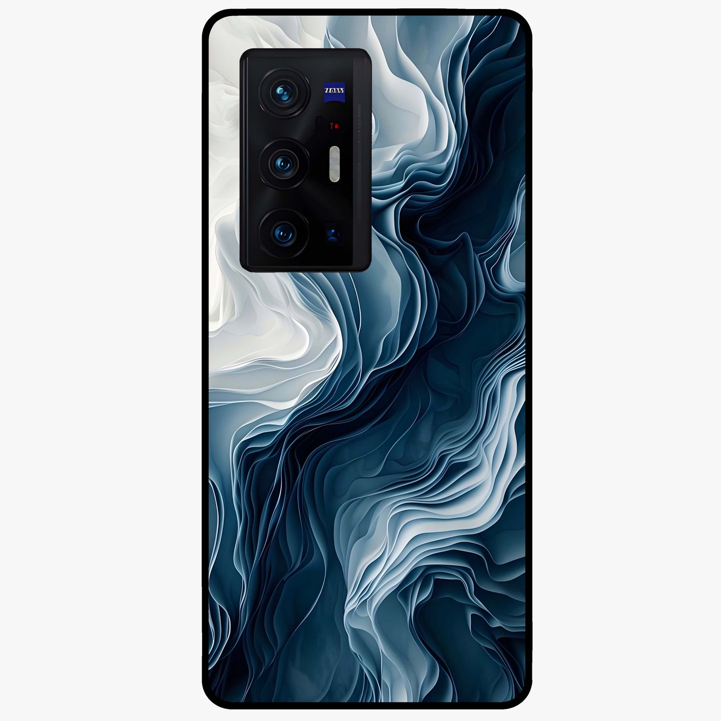 Ethereal Paper Marble Glass Case showing flat back view with soft marble paper texture artwork and glossy glass finish.