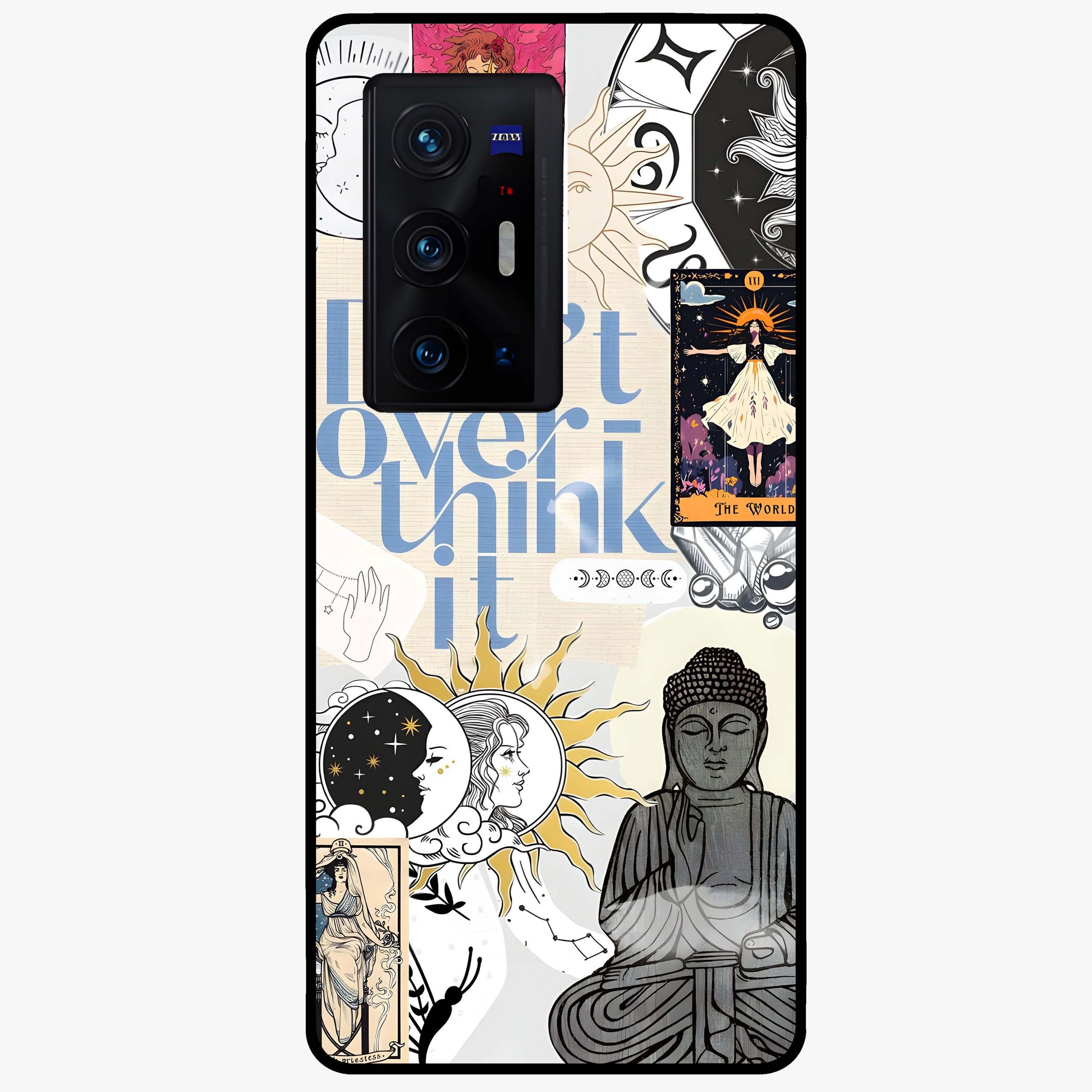 Ethereal Thoughts Glass Case showing flat back view with dreamy artistic artwork and glossy glass finish.