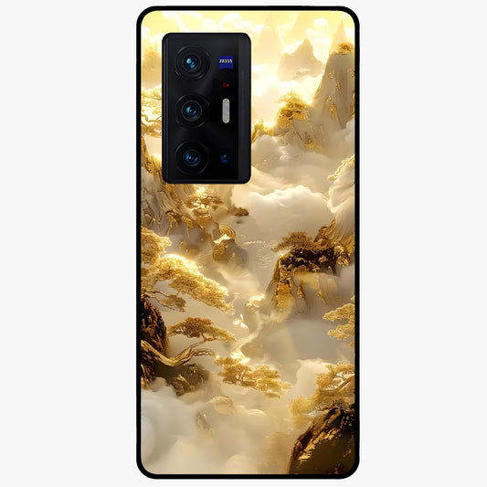 Gates Of Illumination Glass Case showing flat back view with mystical illuminated gate artwork and glossy glass finish.