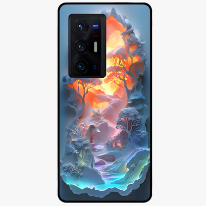 Glow Forest Portal Glass Case showing flat back view with glowing forest portal artwork and glossy glass finish.