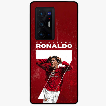 Goal Celebration Legacy Glass Case showing flat back view with football celebration inspired artwork and glossy glass finish.