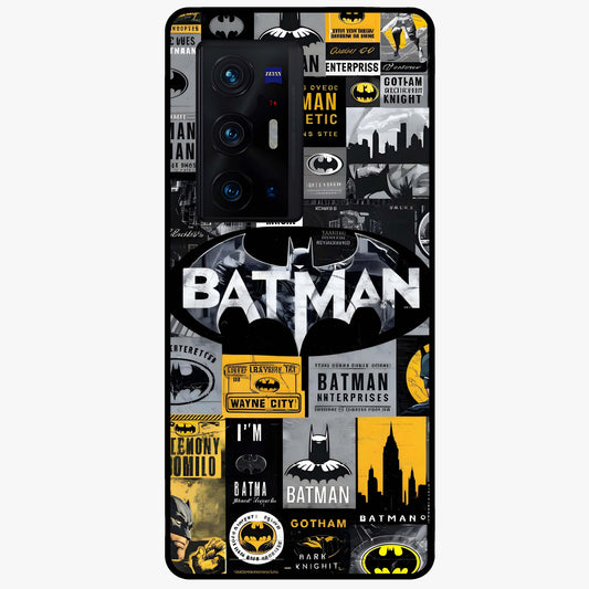 Knight Gotham Rise Glass Case showing flat back view with dark hero inspired artwork and glossy glass finish.