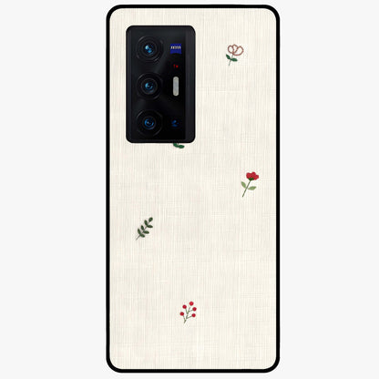 Minimal Petal Whispers Glass Case showing flat back view with soft minimal floral artwork and glossy glass finish.