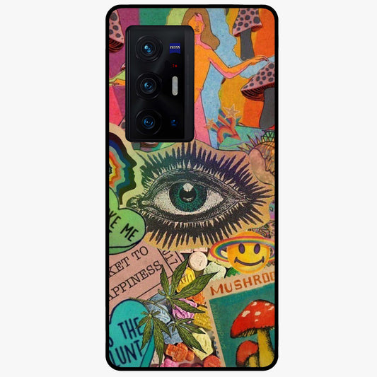 Mystic Eye Wonderland Glass Case showing flat back view with mystical eye themed artwork and glossy glass finish.
