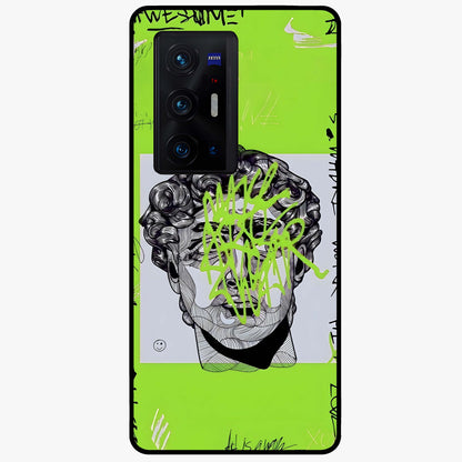 Neo Graffiti Rebellion Glass Case showing flat back view with vibrant graffiti artwork and glossy glass finish.