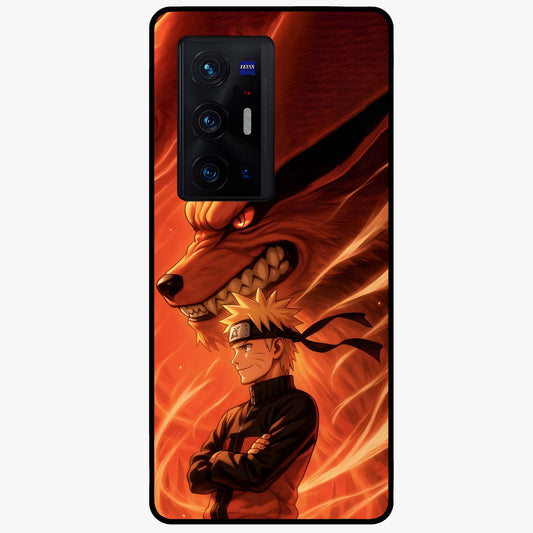 Nine Tails Legacy Glass Case showing flat back view with powerful nine-tailed fox inspired artwork and glossy glass finish.