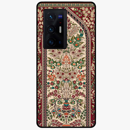 Persian Inspired Glass Case showing flat back view with ornate Persian style pattern artwork and glossy glass finish.