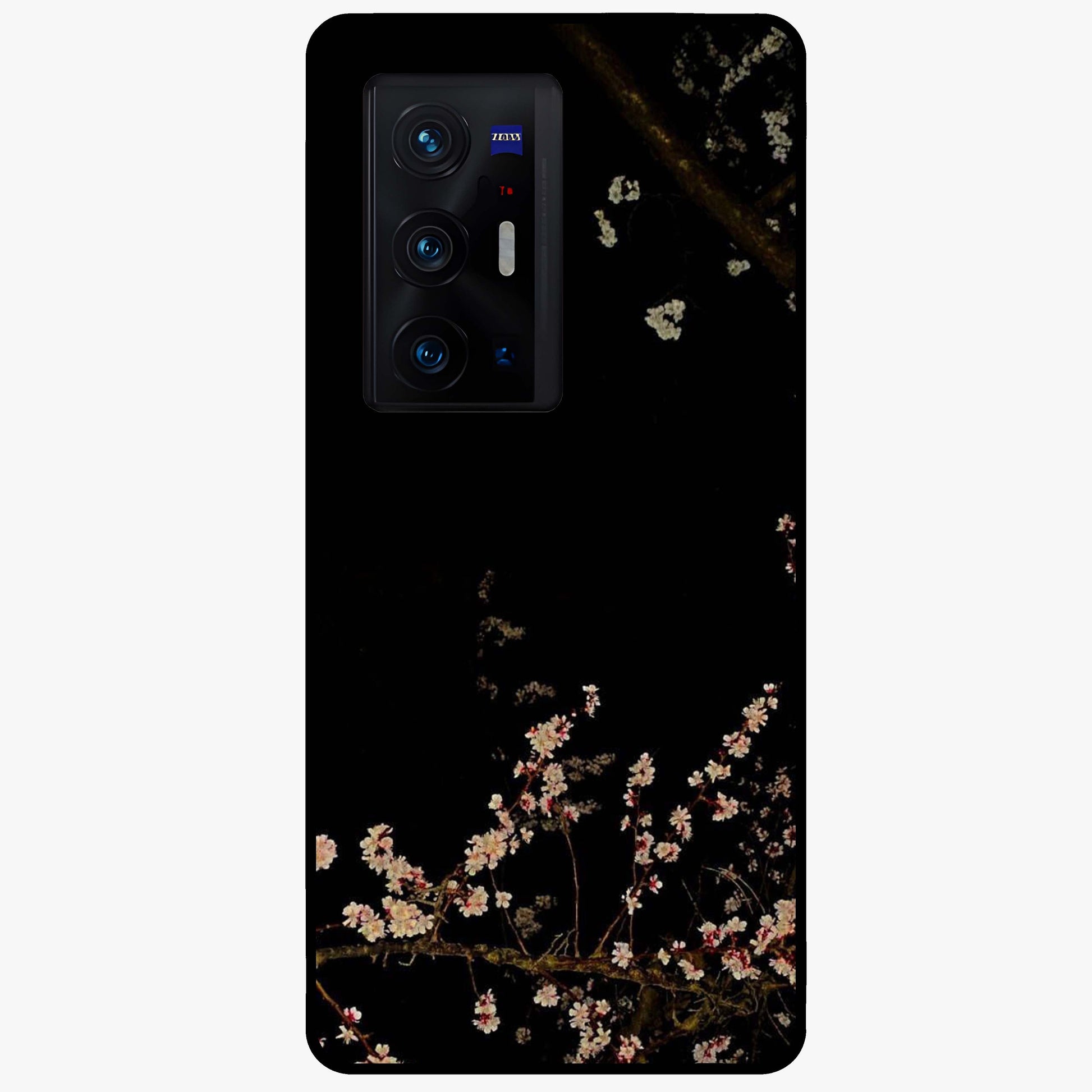 Petal Moon Light With Custom Name Glass Case showing flat back view with floral moonlight artwork and personalized name design.