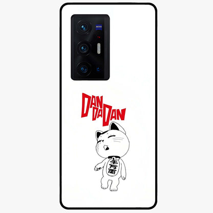 Playful Spirit Charm Glass Case showing flat back view with cheerful charm themed artwork and glossy glass finish.