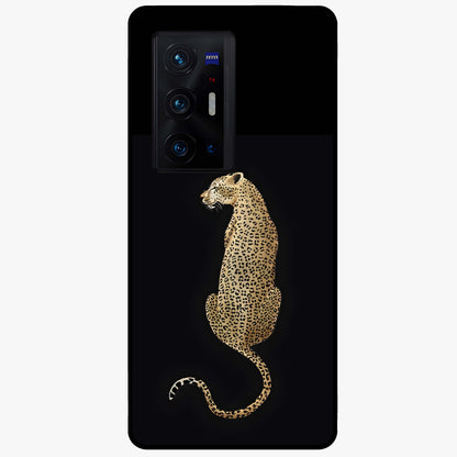 Regal Leopard Glass Case showing flat back view with bold leopard artwork and glossy glass finish.