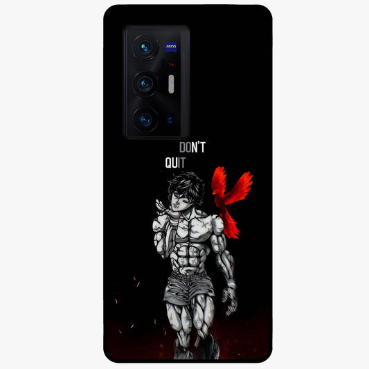 Rise Beyond Limits Glass Case showing flat back view with motivational typography artwork and glossy glass finish.
