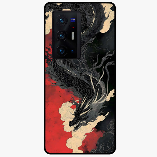 Shadow Dragon Fury Glass Case showing flat back view with fierce dragon artwork and glossy glass finish.