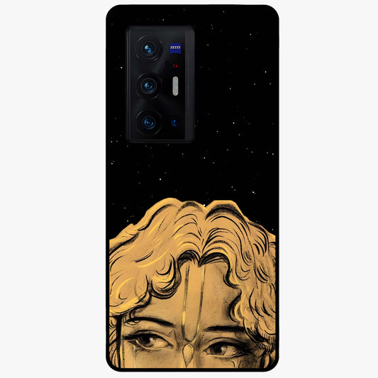 Shri Krishna Art Glass Case showing flat back view with devotional Krishna artwork and glossy glass finish.