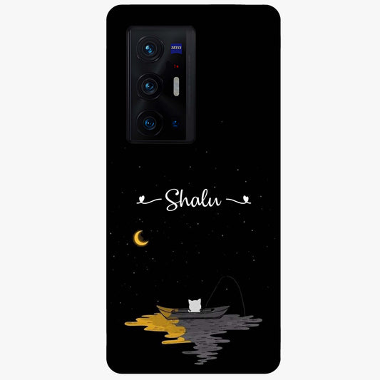 Silent Night Row Glass Case showing flat back view with calm night themed artwork and glossy glass finish.