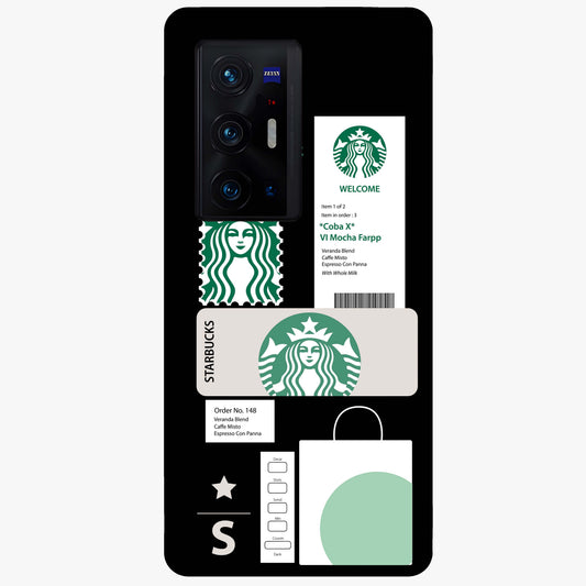 Starbucks Mocha Glass Case showing flat back view with coffee inspired artwork and glossy glass finish.