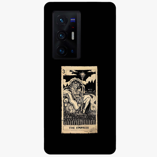 The Empress Glass Case showing flat back view with regal feminine artwork and glossy glass finish.