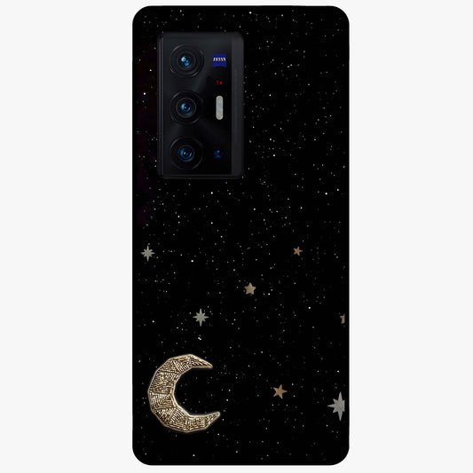 Twinkle Star With Half Moon Glass Case showing flat back view with star and half moon artwork and glossy glass finish.