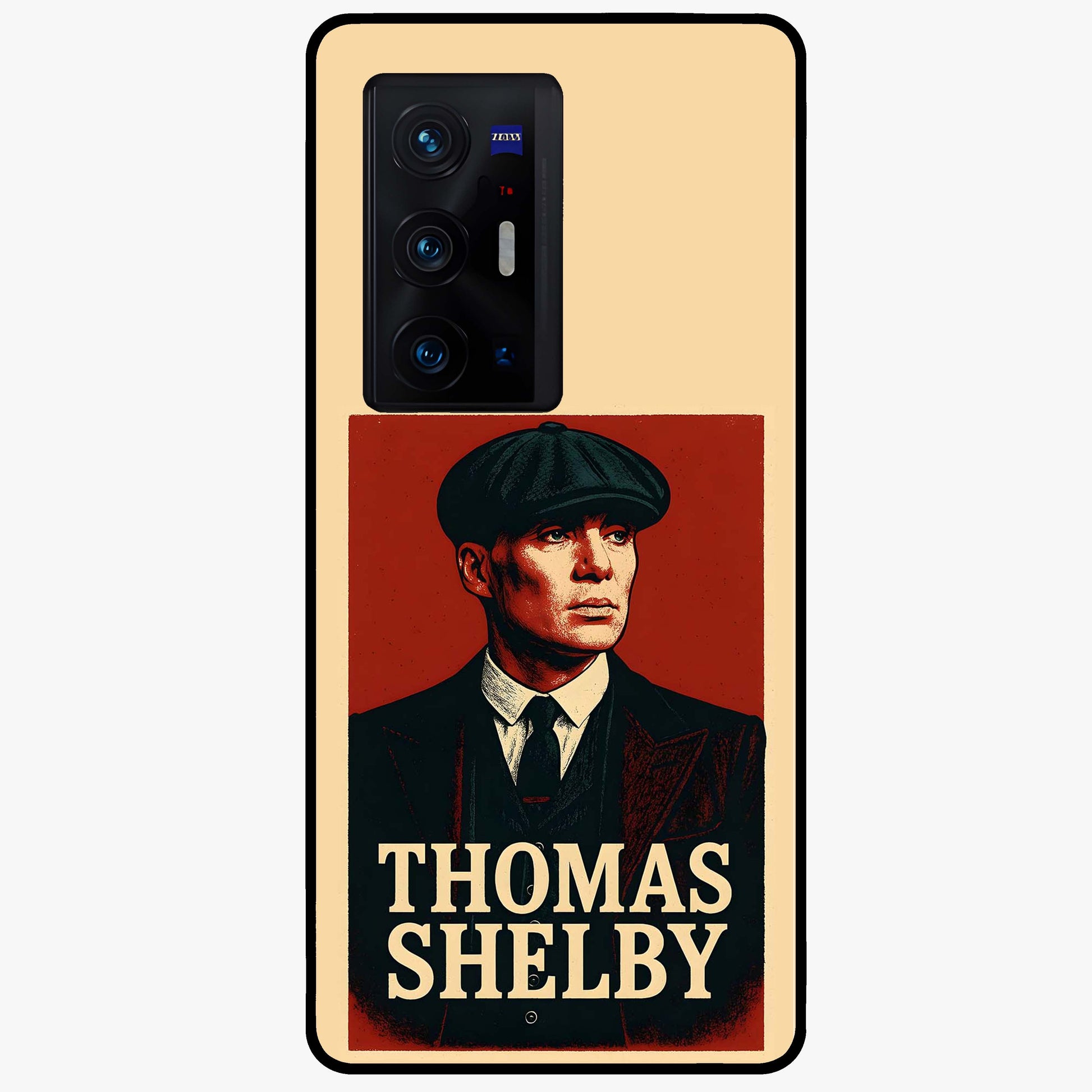 Vintage Mafia Authority Glass Case showing flat back view with bold vintage mafia inspired artwork and glossy glass finish.