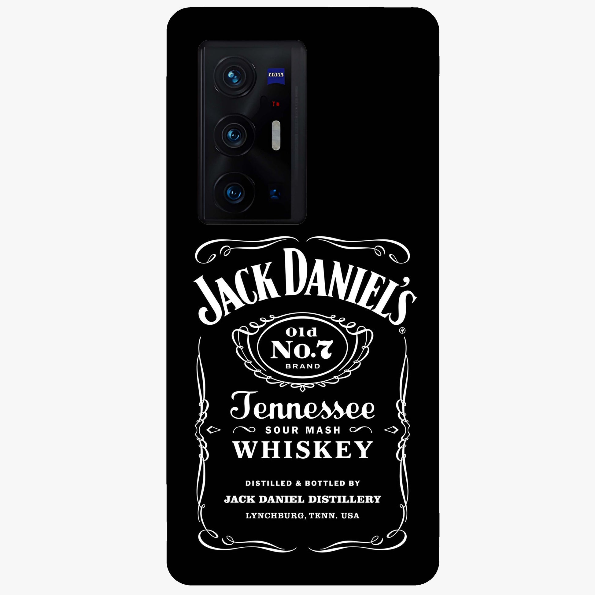 Vintage Whiskey Heritage Glass Case showing flat back view with classic whiskey inspired artwork and glossy glass finish.