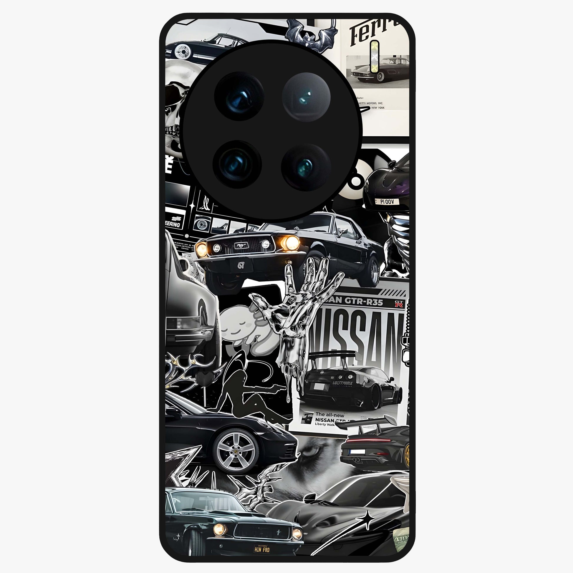 Aesthetic Dark Love Glass Case showing flat back view with dark romantic artwork and glossy glass finish.