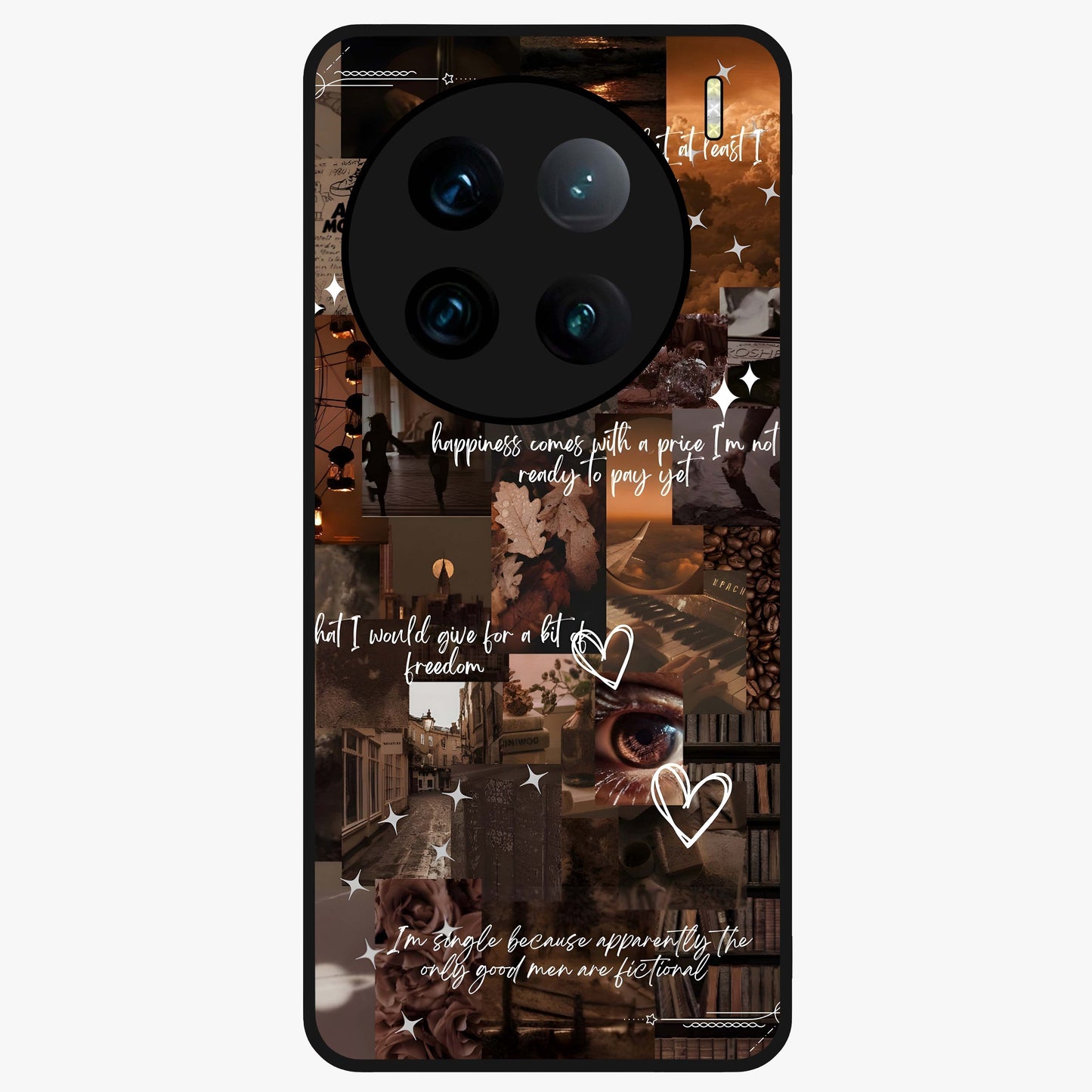 Bittersweet Aesthetic Chaos Glass Case showing flat back view with artistic chaotic aesthetic design and glossy glass finish.