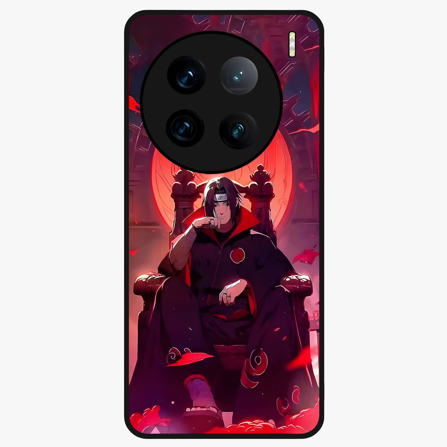 Blood Moon Sovereign Glass Case showing flat back view with mystical blood moon artwork and glossy glass finish.