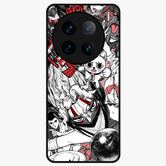 Crimson Chaos Panel Glass Case showing flat back view with bold crimson abstract artwork and glossy glass finish.