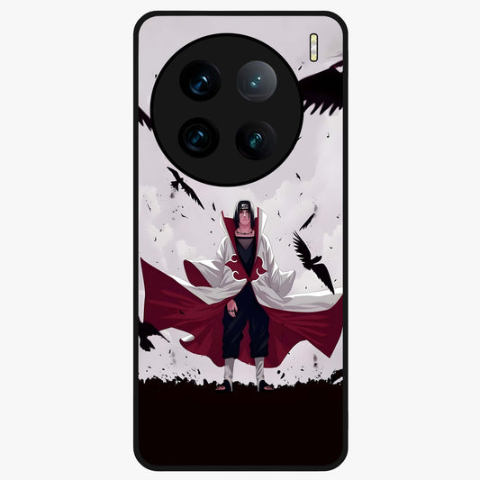 Crimson Crow Ascension Glass Case showing flat back view with mystical crow artwork and glossy glass finish.